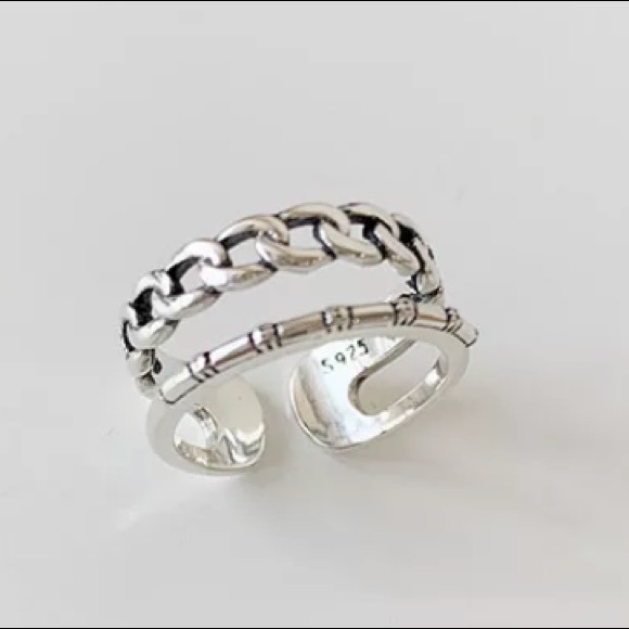 ⛓♾Minimalist ring chain ring sterling silver ring - Picture 1 of 3